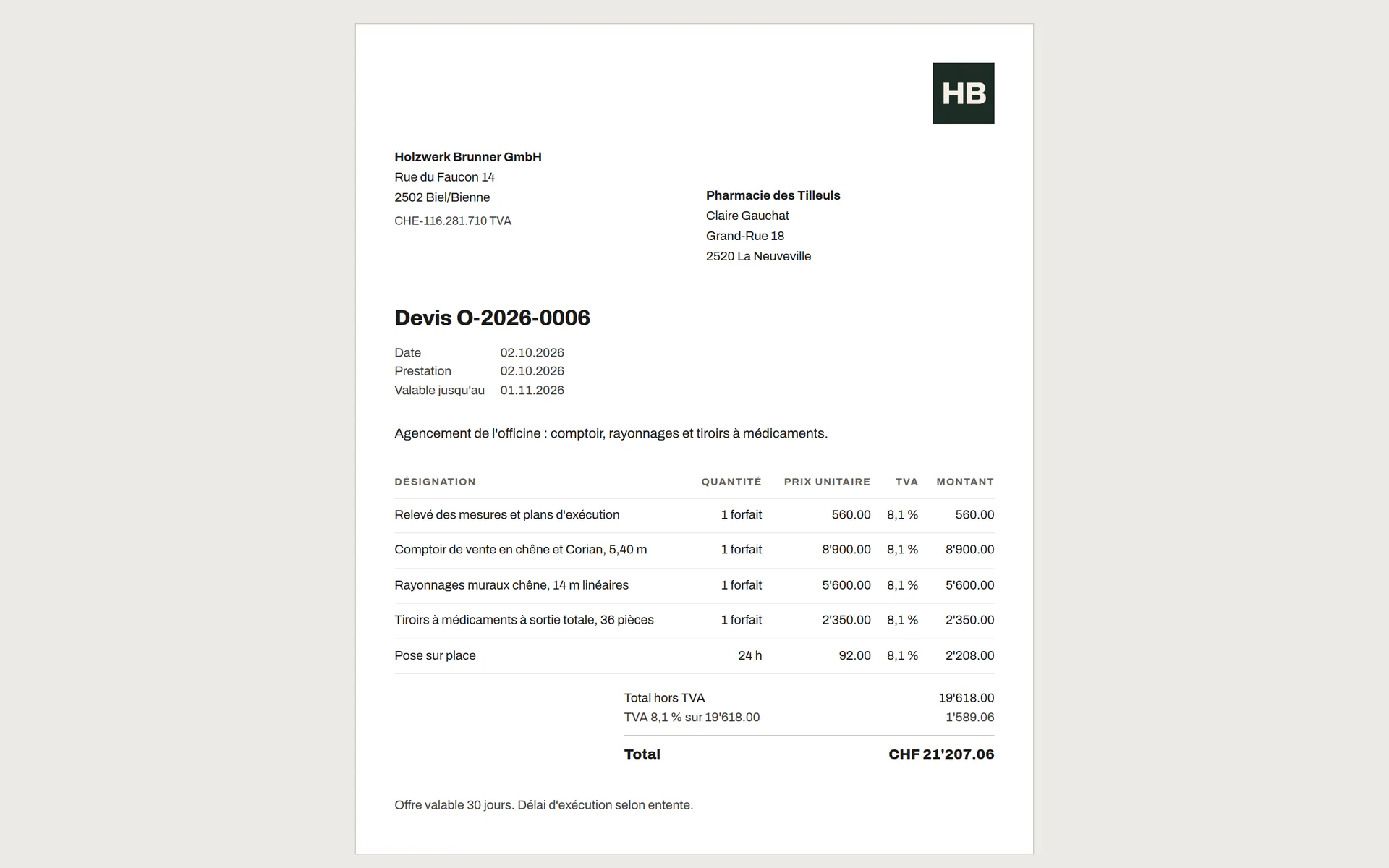 Open quote for a client